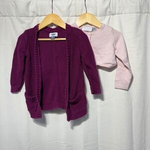 The Childrens Place Old Navy Toddler Girls Cardigan Sweater Set Pink Purple 2T